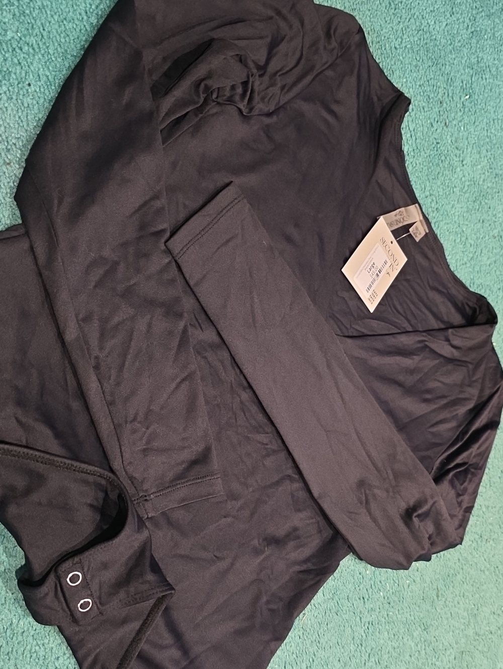 Black Long-Sleeve V-Neck Bodysuit - Women